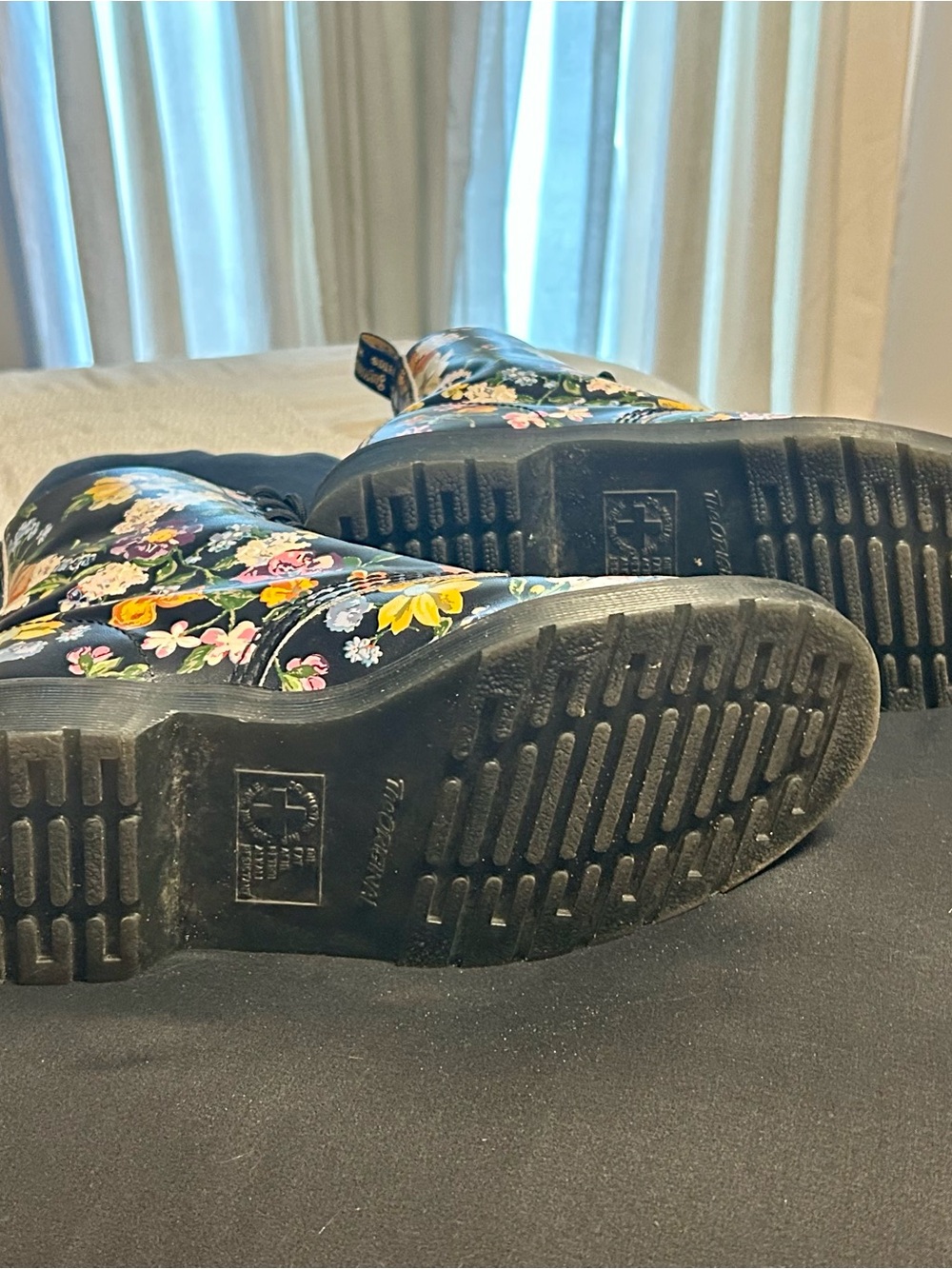 Dr. Martens Black Floral Lace-Up Boot, 9 - Picture 9 of 11